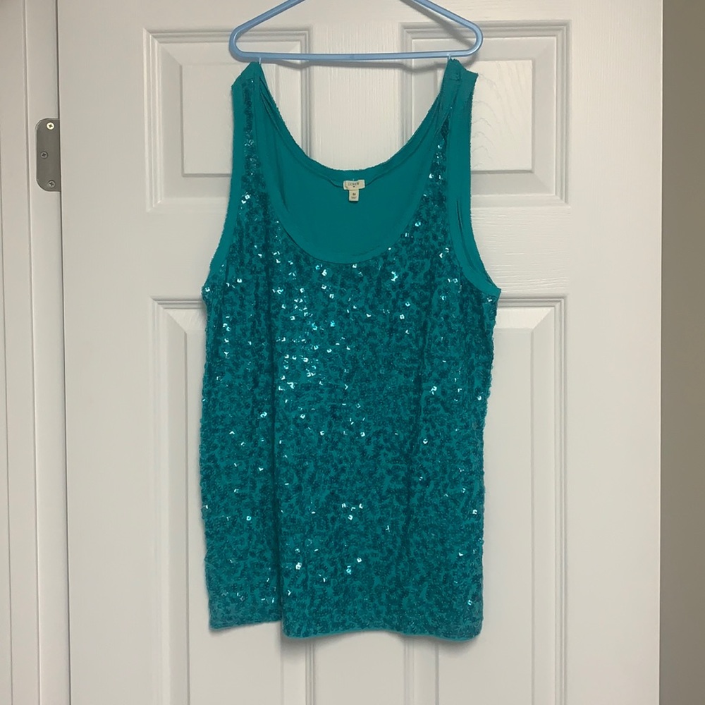 Turquoise JCrew M long sequined tank top